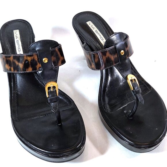 Via Spiga Animal Print Platform Sandals Size 8 - Picture 2 of 4